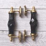 Vintage Black Crystal Glass Door Handle – Antique Brass Pull Handle for Cabinets, Drawers & Furniture 2 pcs - Image 2