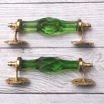 Vintage Green Crystal Glass Door Handle – 7  Inch Antique Brass Pull Handle for Cabinets, Drawers & Furniture Hardware - Image 2