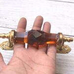Vintage Amber Crystal Glass Door Handle – 6 Inch Antique Brass Pull Handle for Cabinets, Drawers & Furniture 2 Pcs - Image 7