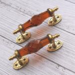 Vintage Amber Crystal Glass Door Handle – 6 Inch Antique Brass Pull Handle for Cabinets, Drawers & Furniture 2 Pcs - Image 6
