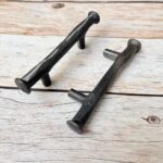 Vintage Cast Iron Door Handles, Rustic Cabinet Knobs, Farmhouse Drawer Pulls Farmhouse Drawer Pulls | Handmade Black Iron Door Handles Set of 6 - Image 6