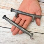 Vintage Cast Iron Door Handles, Rustic Cabinet Knobs, Farmhouse Drawer Pulls Farmhouse Drawer Pulls | Handmade Black Iron Door Handles Set of 6 - Image 5