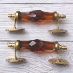 Vintage Amber Crystal Glass Door Handle – 6 Inch Antique Brass Pull Handle for Cabinets, Drawers & Furniture 2 Pcs - Image 5
