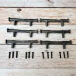 Vintage Cast Iron Door Handles, Rustic Cabinet Knobs, Farmhouse Drawer Pulls Farmhouse Drawer Pulls | Handmade Black Iron Door Handles Set of 6 - Image 4