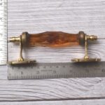 Vintage Amber Crystal Glass Door Handle – 6 Inch Antique Brass Pull Handle for Cabinets, Drawers & Furniture 2 Pcs - Image 2