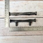 Vintage Cast Iron Door Handles, Rustic Cabinet Knobs, Farmhouse Drawer Pulls Farmhouse Drawer Pulls | Handmade Black Iron Door Handles Set of 6 - Image 3