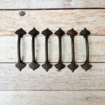 Rustic Cast Iron Fleur-de-Lis Pull Handles | Vintage Black Cabinet & Door Hardware Set of 6 - Image 6