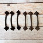 Rustic Cast Iron Fleur-de-Lis Pull Handles | Vintage Black Cabinet & Door Hardware Set of 6 - Image 5