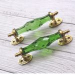 Vintage Green Crystal Glass Door Handle – 7  Inch Antique Brass Pull Handle for Cabinets, Drawers & Furniture Hardware
