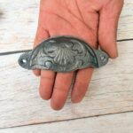 Vintage Cast Iron Cup Pull Handle Antique Drawer Pull Rustic Cabinet Bin Handle, Farmhouse Dresser Cup Handle for Kitchen Cabinets & Furniture Lot of 6 - Image 4