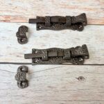 Vintage Iron Door Latch , Rustic Barrel Bolt Lock 2 pcs Lot - Image 6