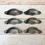 Vintage Cast Iron Cup Pull Handle Antique Drawer Pull Rustic Cabinet Bin Handle, Farmhouse Dresser Cup Handle for Kitchen Cabinets & Furniture Lot of 6 - Image 3