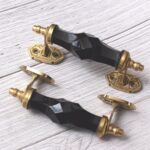 Vintage Black Crystal Glass Door Handle – Antique Brass Pull Handle for Cabinets, Drawers & Furniture 2 pcs