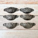 Vintage Cast Iron Cup Pull Handle Antique Drawer Pull Rustic Cabinet Bin Handle, Farmhouse Dresser Cup Handle for Kitchen Cabinets & Furniture Lot of 6 - Image 2