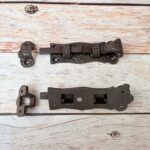 Vintage Iron Door Latch , Rustic Barrel Bolt Lock 2 pcs Lot - Image 3