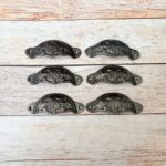 Vintage Cast Iron Cup Pull Handle Antique Drawer Pull Rustic Cabinet Bin Handle, Farmhouse Dresser Cup Handle for Kitchen Cabinets & Furniture Lot of 6