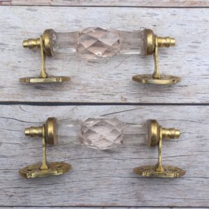 6" Inch Vintage Style brass and PINK Glass gate door Kitchen Pull handle 2Pic