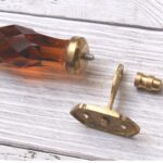 Vintage Amber Crystal Glass Door Handle – 6 Inch Antique Brass Pull Handle for Cabinets, Drawers & Furniture 2 Pcs - Image 3