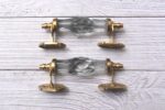 Vintage White Crystal Glass Door Handle – 6 Inch Antique Brass Pull Handle for Cabinets, Drawers & Furniture Hardware - Image 2