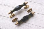 Vintage Crystal Glass Door Handle with Antique Brass Fittings