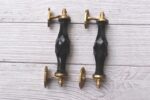 Vintage Style Brass and Glass Door Pulls 7" Inch – Black Gate Kitchen Handles 2pcs - Image 6