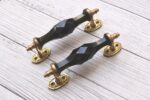 Vintage Style Brass and Glass Door Pulls 7" Inch – Black Gate Kitchen Handles 2pcs - Image 5