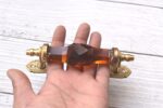 Vintage Amber Crystal Glass Door Handle – 6 Inch Antique Brass Pull Handle for Cabinets, Drawers & Furniture 2 Pcs - Image 3