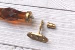 Vintage Amber Crystal Glass Door Handle – 6 Inch Antique Brass Pull Handle for Cabinets, Drawers & Furniture 2 Pcs - Image 2