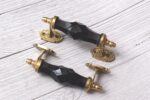 Vintage Black Crystal Glass Door Handle with Antique Brass Fittings