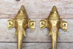 Handmade Brass Ganesha Door Handle Pair – Elephant Antique Temple Door Pull Hardware for Home & Pooja Room 2 PCS - Image 3