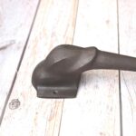 Elephant head cast iron door handle with antique black finish, decorative rustic pull handle for main doors, barn doors, gates, and farmhouse entrances.