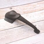 Elephant head cast iron door handle with antique black finish, decorative rustic pull handle for main doors, barn doors, gates, and farmhouse entrances.