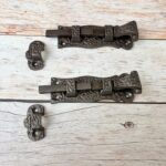 Vintage Iron Door Latch , Rustic Barrel Bolt Lock 2 pcs Lot - Image 3