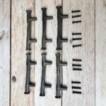 Vintage Cast Iron Door Handles, Rustic Cabinet Knobs, Farmhouse Drawer Pulls Farmhouse Drawer Pulls | Handmade Black Iron Door Handles Set of 6 - Image 6