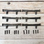 Vintage Cast Iron Door Handles, Rustic Cabinet Knobs, Farmhouse Drawer Pulls Farmhouse Drawer Pulls | Handmade Black Iron Door Handles Set of 6 - Image 2