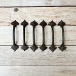 Rustic Cast Iron Fleur-de-Lis Pull Handles | Vintage Black Cabinet & Door Hardware Set of 6 - Image 6