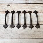 Rustic Cast Iron Fleur-de-Lis Pull Handles | Vintage Black Cabinet & Door Hardware Set of 6 - Image 5