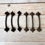 Rustic Cast Iron Fleur-de-Lis Pull Handles | Vintage Black Cabinet & Door Hardware Set of 6 - Image 4