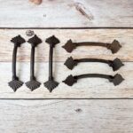 Rustic Cast Iron Fleur-de-Lis Pull Handles | Vintage Black Cabinet & Door Hardware Set of 6 - Image 3