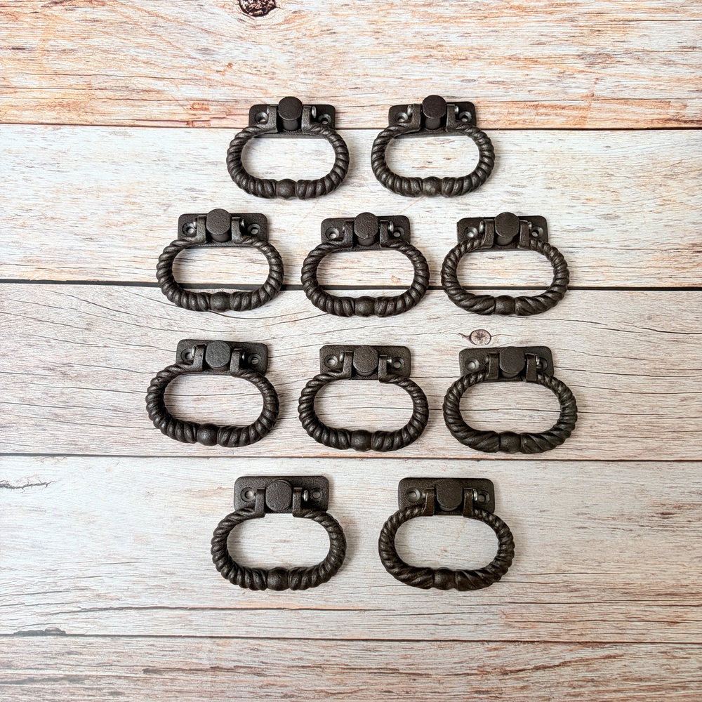 rustic iron ring pull antique ring pull handle vintage drawer pull iron cabinet handle twisted ring pull farmhouse drawer hardware rustic furniture handle antique iron pull