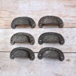 Vintage Cast Iron Cup Pull Handle – Antique Rustic Drawer Pull for Cabinets, Cupboards & Furniture 6 Pcs - Image 9