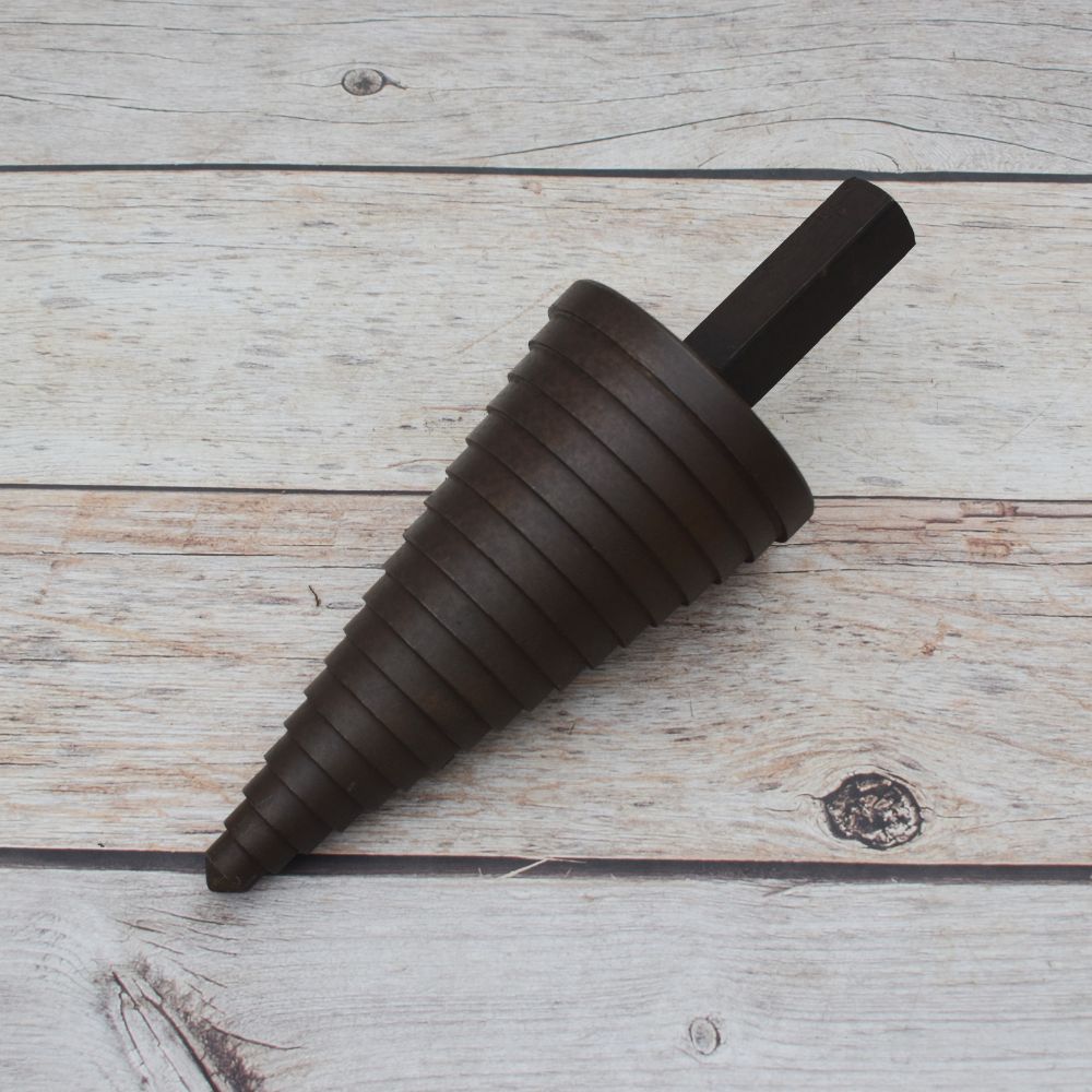 Solid steel stepped cone mandrel stake with square shank for ring sizing, jewelry making, blacksmithing, and metal forming.