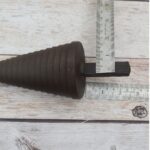 Solid steel stepped cone mandrel stake with square shank for ring sizing, jewelry making, blacksmithing, and metal forming.