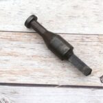 Solid steel rivet heading stake with square shank for blacksmithing, riveting, jewelry making, and precision metal forming.