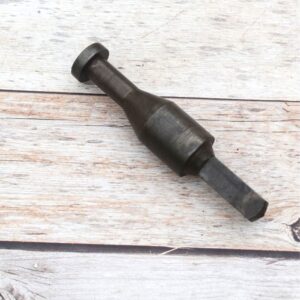 Solid steel rivet heading stake with square shank for blacksmithing, riveting, jewelry making, and precision metal forming.