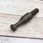 Solid steel rivet heading stake with square shank for blacksmithing, riveting, jewelry making, and precision metal forming.