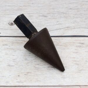 Solid steel tapered cone hardy tool with square shank for blacksmith anvil and precision metal forming.