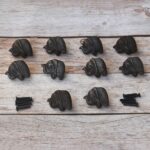 Set of 10 cast iron elephant cabinet knobs with antique black finish and mounting screws for dresser drawers, kitchen cabinets, cupboards, wardrobe doors, and rustic furniture.