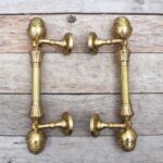 Pair of solid brass pineapple door pull handles with antique finish for main entrance wooden doors and gates.
