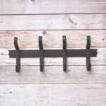 Hand Forged Iron 4 Hook Wall Mounted Coat Rack with Rustic Black Finish, Farmhouse Vintage Heavy Duty Entryway Wall Hooks for Coats, Hats, Bags and Towels